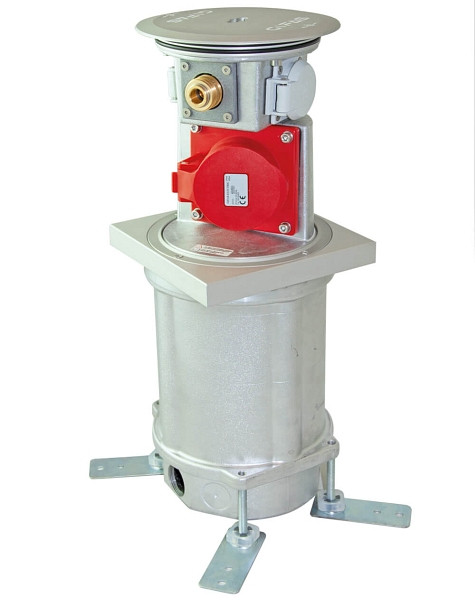 GIFAS Bodensteckdose Typ MASSO 8010, Aussenbereich, 1x CEE 16A/400V / 3x Schuko, IP67 (geschlossen), Aluminium, 840933