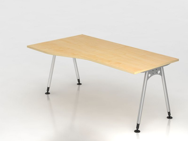 Hammerbacher Schreibtisch A-Fuß 180x100/80cm Ahorn, Freiform, links oder rechts montierbar, VAS18/3/S
