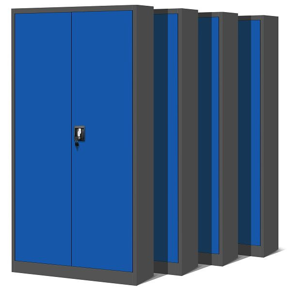 Jan Nowak 4x Satz abschließbarer Aktenschrank für Büro JAN, 900 x 1850 x 400 mm, anthrazit-blau, C029