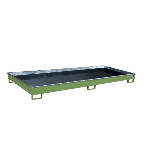 STEIN HGS Regalwanne mit PE-Einsatz RW PE, 270 Liter, RAL 6011 resedagrün, Gesamthöhe 195 mm, lackiert, ohne Gitterrost, 79216.0040