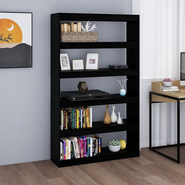 vidaXL Bücherregal/Raumteiler Schwarz 100x30x167,5cm Massivholz Kiefer, 808227