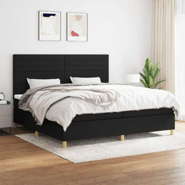 vidaXL Boxspringbett mit Matratze Schwarz 200x200 cm Stoff, 3142443