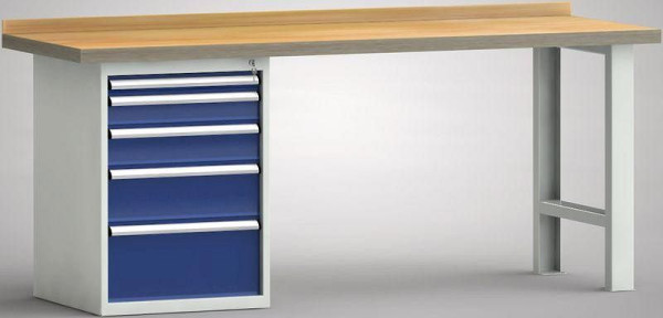 KLW Profi-Werkbank - 2000 x 700 x 845 mm L x T x H, links: 50EA/100EA/125EA/175EA/250EA rechts: U-Hut-Fußelement, WP515N-2000M45-E0805