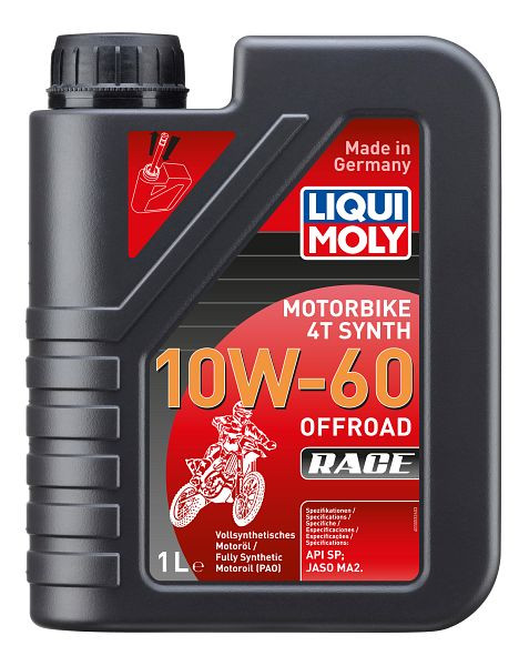 LIQUI MOLY Motoröl Motorbike 4T Synth 10W-60 Offroad Race, Kanister Kunststoff, VE: 1 Liter, 3053