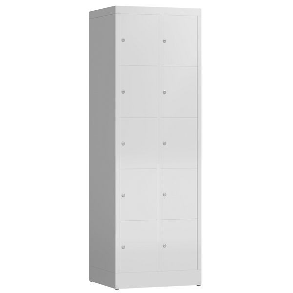 Lüllmann ClassiX Schließfachschrank, 2 Abteile à 5 Fächer, 1800 x 590 x 500 mm, lichtgrau, X-520520