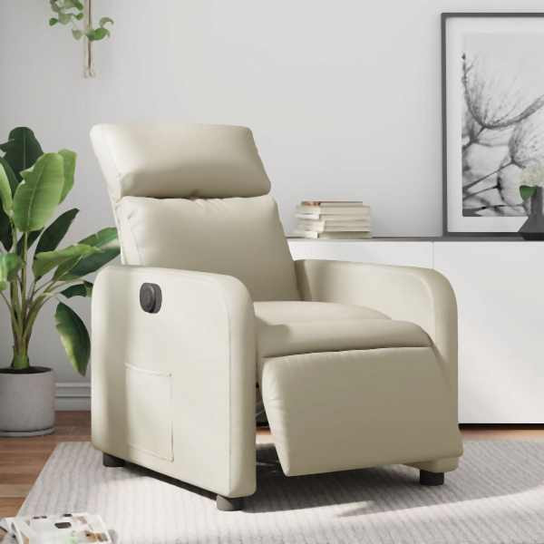 vidaXL Relaxsessel Elektrisch Creme Kunstleder, 3206736