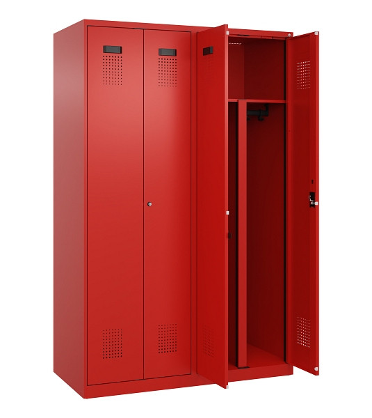 C+P PSA Schwarz-Weiß-Spind Evolo PLUS, 4 Abteile, 1850x1200x500mm, 3020/3020, Zylinderschloss, 049002-40P S10052
