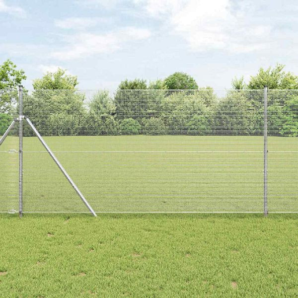 vidaXL Geschweißter Drahtzaun Silber 1,4 x 25 m Stahl, 42004933