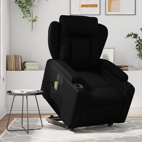 vidaXL Massagesessel mit Aufstehhilfe Elektrisch Schwarz Kunstleder, 3204565