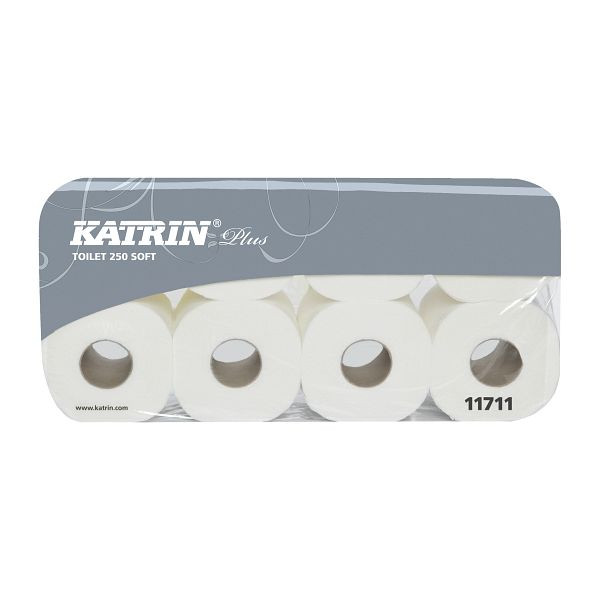 Katrin Toilettenpapier - Plus Toilet 250 Soft, weiß, 9,5 x 11,0 cm, 3-lagig, VE: 72 Stück, 117110