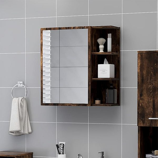 vidaXL Bad-Spiegelschrank Räuchereiche 62,5x20,5x64 cm Holzwerkstoff, 826351