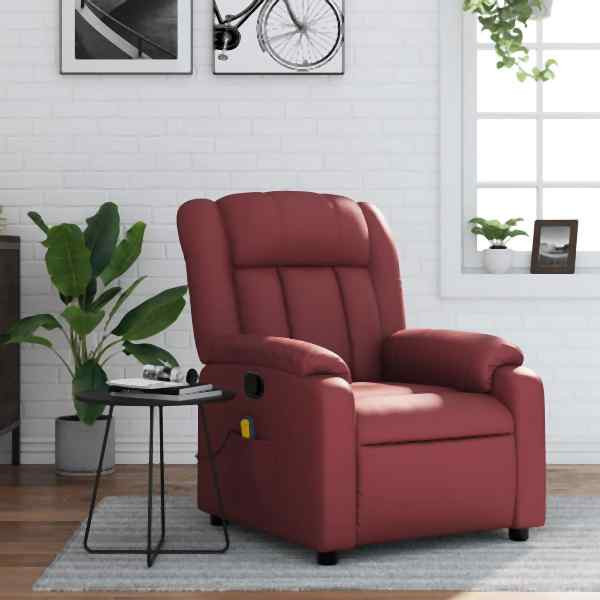 vidaXL Massagesessel Weinrot Kunstleder, Füllung: Schaumstoff, 373571