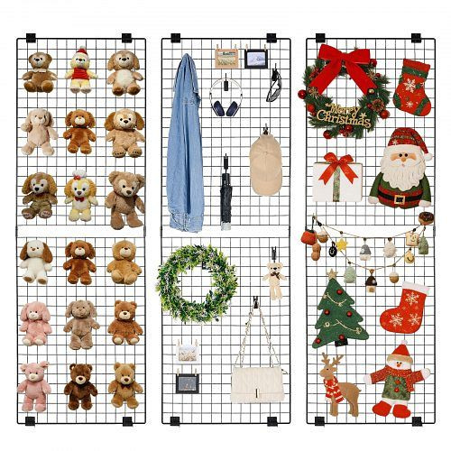 VEVOR Gitterwandpaneele 610x11x1828mm, VE: 3 Stück, wandmontiertes Regal aus Karbonstahl, Fotowand Memoboard Schwarz, BGWGQ7080INC1MICW001V0