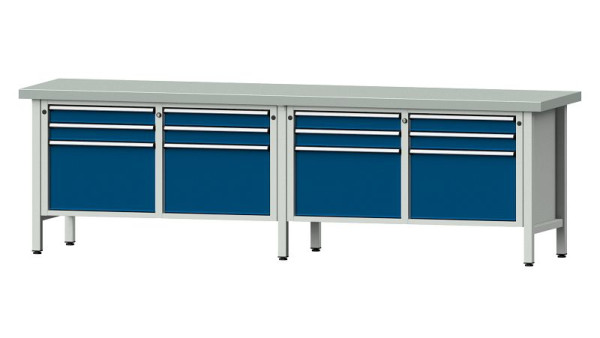 ANKE Werkbänke Kastenwerkbank, Modell 233 V, 2800 x 700 x 850 mm, RAL 7035/5010, ZBP 50 mm, 305.062