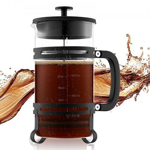 VEVOR French Press Kaffeemaschine 1L Borosilikatglas, Edelstahlfilter, Schwarz, ideal für Camping, Reisen, Küche, BLKFYHBLHS1LJILTH001V0
