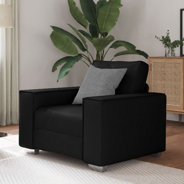 vidaXL Schwarzer Kunstleder Sessel - 59 cm Abmessung, 4105044