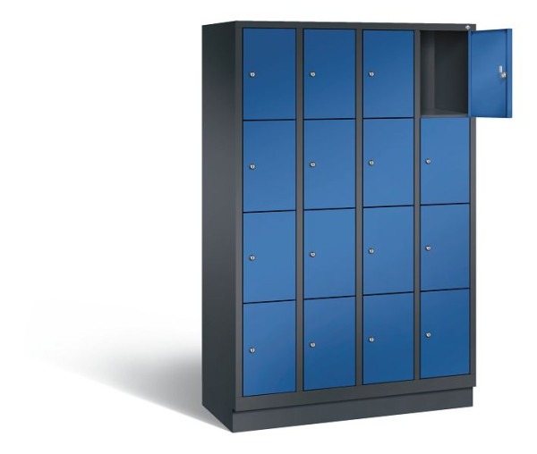 C+P Schließfachschrank Evolo, H1800xB1190xT500mm, Farbe: Schwarzgrau / Enzianblau, 48020-404 S10197
