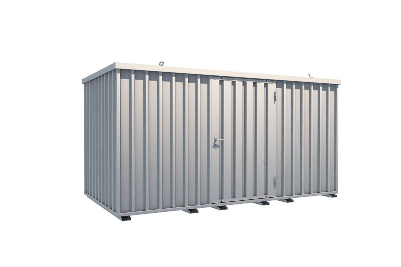 BOS Schnellbaucontainer 4x2 m, 1-flügelige Tür auf der 4 m-Seite, mit Staplerentladung, SC3000-4x2-LE+STAP