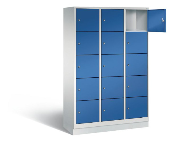 C+P Schließfachschrank Evolo, H1800xB1200xT500mm, Farbe: Lichtgrau / Enzianblau, 48020-325 S10005