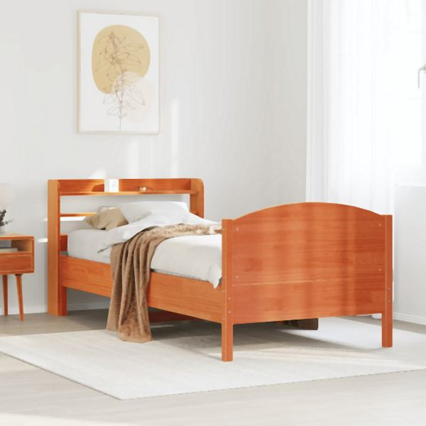 vidaXL Massivholzbett ohne Matratze Wachsbraun 75x190 cm Kiefernholz, 3306992