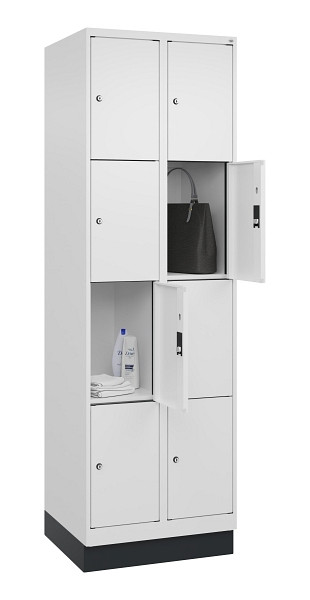 C+P Schließfachschrank Evolo PLUS, mit Sockel, 8 Fächer, 1950x600x500mm, 9016/90, 049020-204 S10020