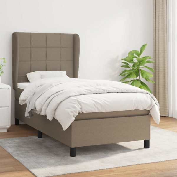 vidaXL Boxspringbett mit Matratze Taupe 100x200 cm Stoff, 3127945