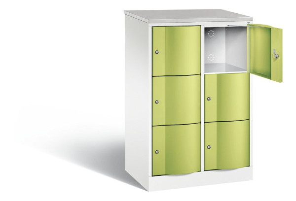 C+P Schließfachschrank Resisto, H1255xB772xT540mm, Farbe: Verkehrsweiß / Viridingrün, 8573-272 S10481