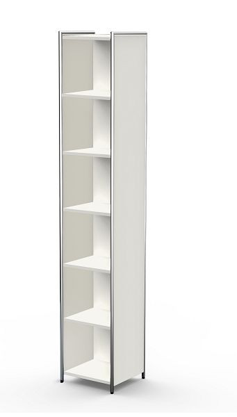Kerkmann Grundregal schmal für 6 OH, Artline, B 410 x T 380 x H 2200 mm, Weiß, (Montage), 13748610-1