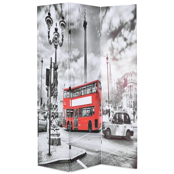 vidaXL Raumteiler klappbar 120 x 170 cm London Bus Schwarz-Weiß, 245873