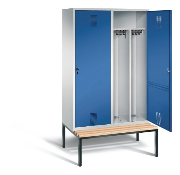 C+P Schwarz-Weiss-Spind Evolo, H2090xB1190xT500mm, Farbe: Lichtgrau / Enzianblau, 48250-40 S10010