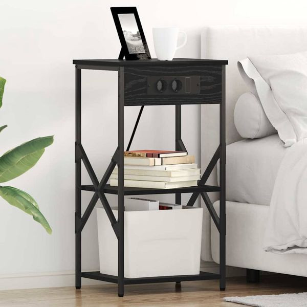 vidaXL Nachttisch Schwarze Eiche 41 x 31 x 76 cm Holzwerkstoff, 859525
