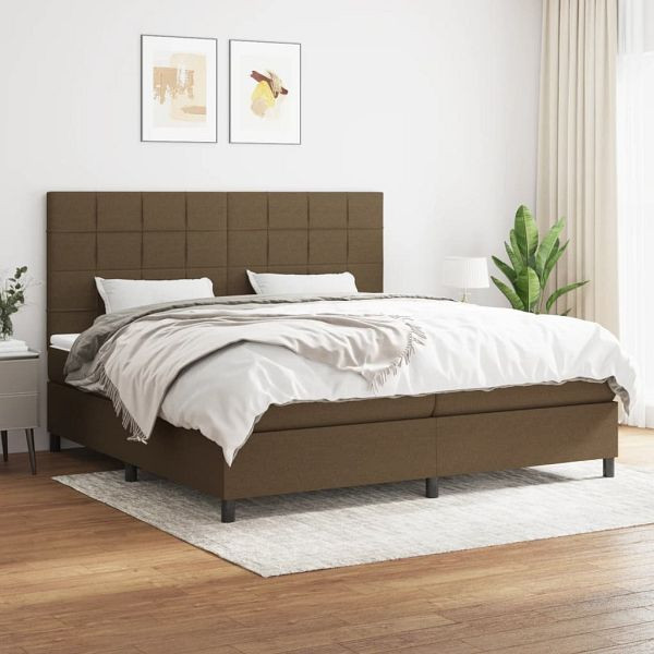 vidaXL Boxspringbett mit Matratze Dunkelbraun 200x200 cm Stoff, 3141804
