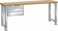 LISTA Werkbank 27x36E (BxTxH) 1500x750x740-1090mm Multiplex KEY Lock, Lichtgrau, 78.269.020