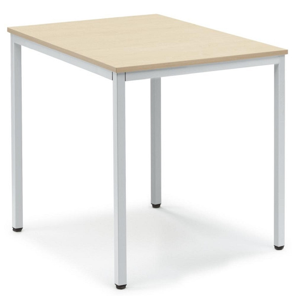 Deskin Besprechungstisch BASE-MODUL, Platte Ahorndekor, Gestell Alusilber RAL 9006, B 800 x T 700 x H 720 mm, 283483