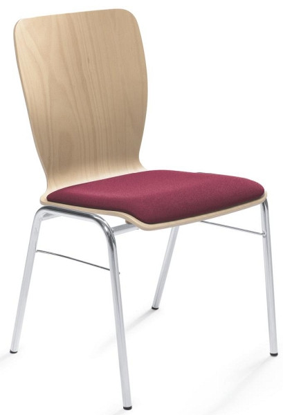 Deskin Besucherstuhl JARA, 4-Fuß Gestell verchromt, Sitzpolster Bezug DELTA1, bordeaux, 252942