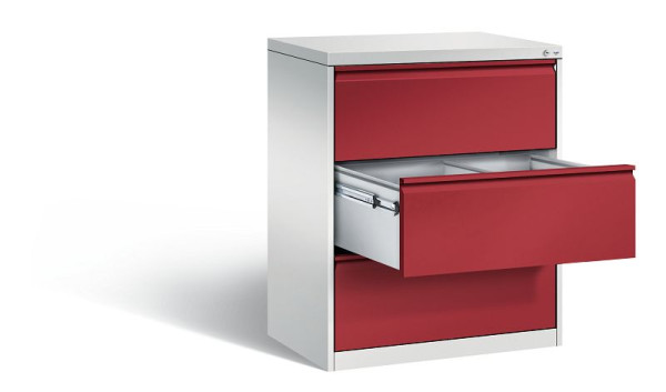 C+P Hängeregistraturschrank Acurado, H1045xB787xT590mm, Farbe: Lichtgrau / Rubinrot, Griffleiste, 12923-312 S10006