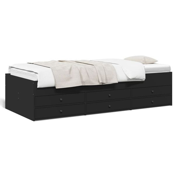 vidaXL Tagesbett mit Schubladen Schwarz 100x200 cm Holzwerkstoff, 3280868
