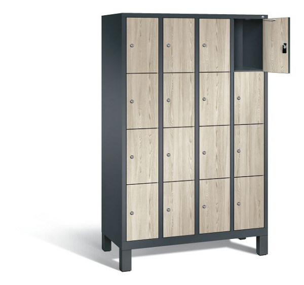 C+P Schließfachschrank Evolo, H1850xB1190xT500mm, Farbe: Anthrazitgrau / Dekor Sen-Esche, 48010-404 S10196