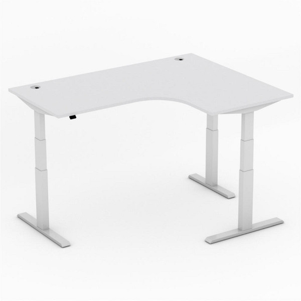 Deskin Sitz-/ Stehtisch Jumboform Comfort MULTI M, Dekor lichtgrau, B 1800 x T 1400 x H 640-1300 mm, Freiform rechtsseitig, 285827