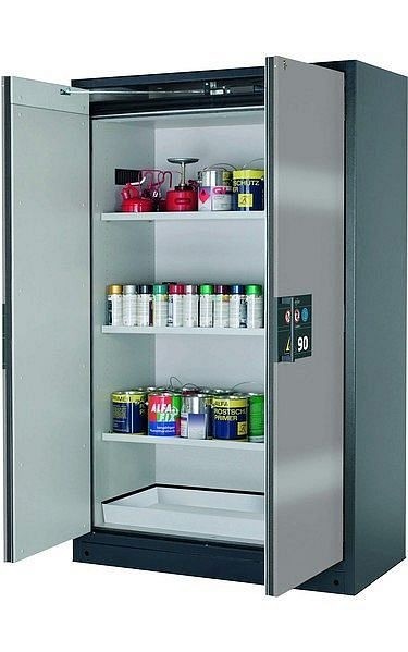 asecos Sicherheitsschrank Q-PEGASUS-90, Q90.195.120.WDAC in Silber mit 3x Fachboden (Stahlblech), 30002-049-30005