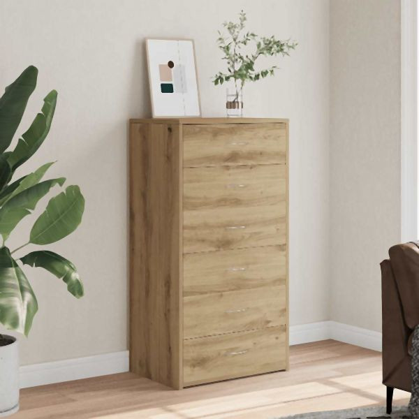 vidaXL Sideboard mit 6 Schubladen Artisan-Eiche 50x34x96 cm, 855891