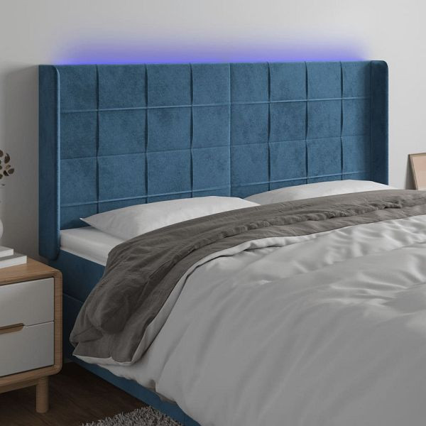 vidaXL LED Kopfteil Dunkelblau 203x16x118/128 cm Samt, 3124118