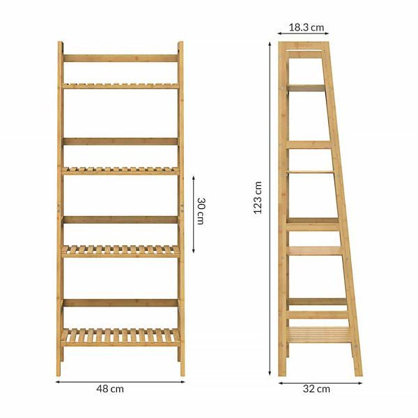 casaria Standregal Bambus 123x48x32cm, Badezimmer, 107915