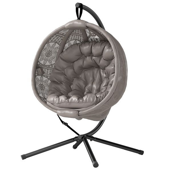 Outsunny Hängesessel Gartensessel Korbsessel, Boho-Stil, 116 x 125 x 172 cm, Sand + Schwarz, 84A-320V00SD