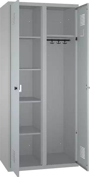 Eurobox Doppelspind, 2 Abteile, 4 Fachböden links/ Kleiderstange rechts, Abteilbreite 400 mm, 0800-080204