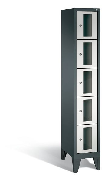 C+P Schließfachschrank Classic, 5 Fächer, H1850xB320xT500 mm, Anthrazit/Grau, 8010A105 S10023