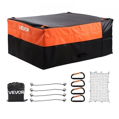 VEVOR Gepäckträgertasche 840D-PVC wasserdicht 0,736 m³ mit Ladungsnetz für Lkw PKW SUV Van Schwarz Orange, PKHB26CUFTGPBQG25001V0