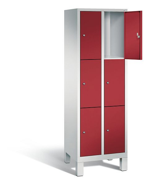 C+P Schließfachschrank Evolo, H1850xB610xT500mm, Farbe: Lichtgrau / Rubinrot, 48010-203 S10102
