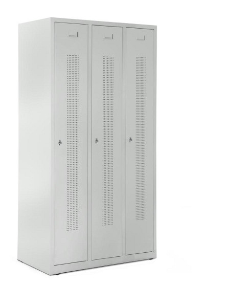 Deskin Garderobenspind SYSTEM SP1 ohne Unterbau, Korpus und Türen Lichtgrau RAL 7035, H 1700 x B 870 x T 500 mm, Drehriegelverschluss, 330601