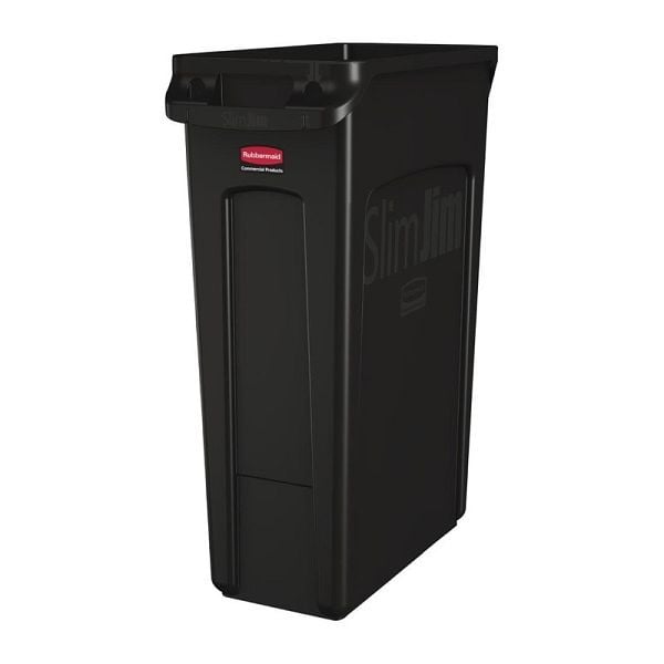 Rubbermaid Slim Jim Abfalleimer mit Entlüftungsschlitzen schwarz 87L, CP653